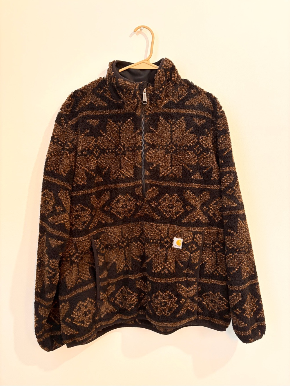 Carhartt Women’s Brown Patterned Half-Zip Sherpa Pullover